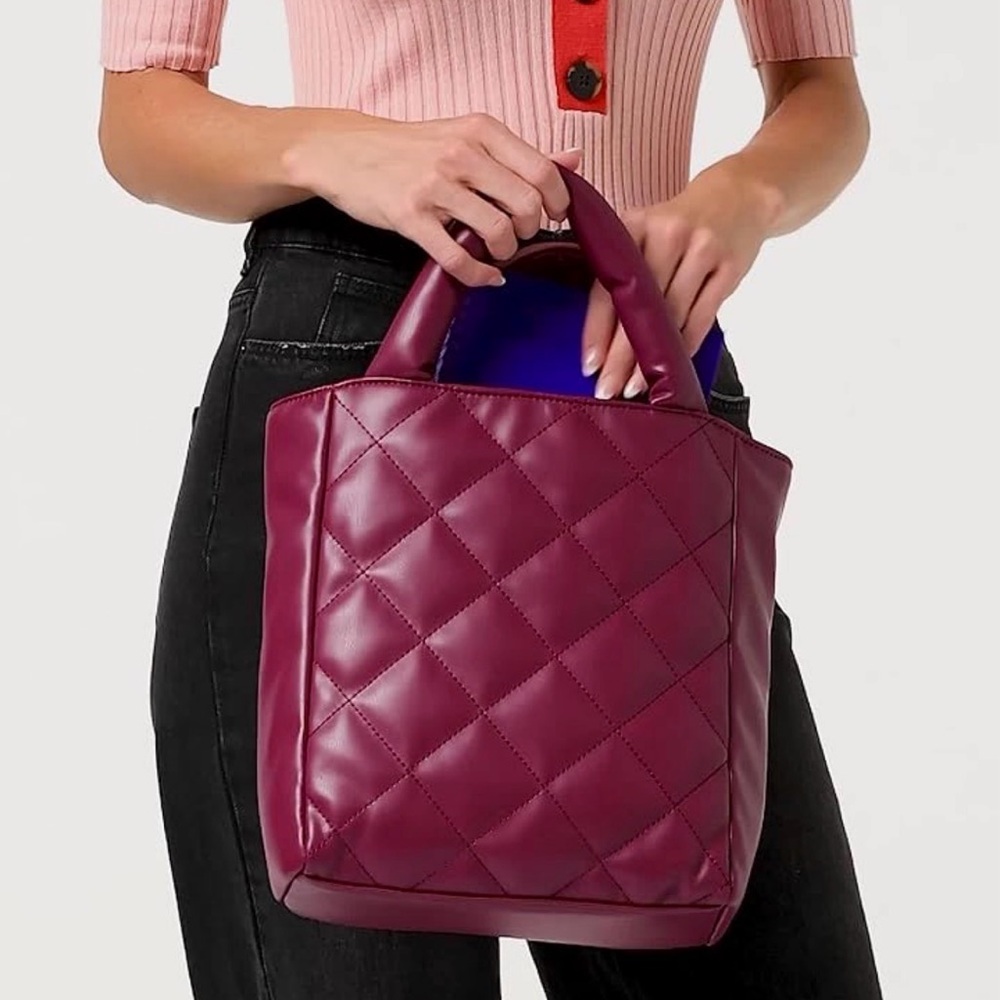 Quilted Burgundy Tote Bag